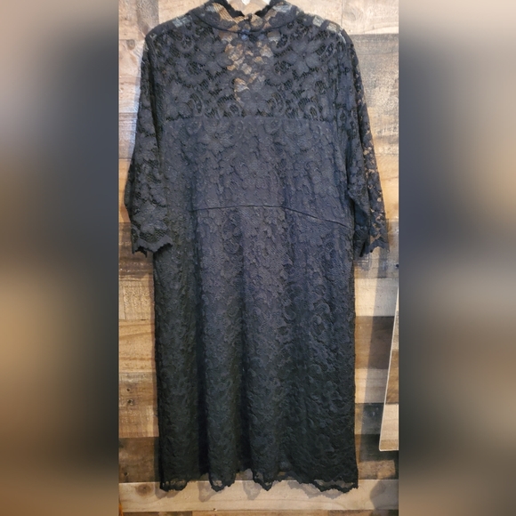 Karen Kane Black Dress Lace Overlay Scallop Hem Cocktail Holiday Party NYE Sz 2X - Picture 5 of 13